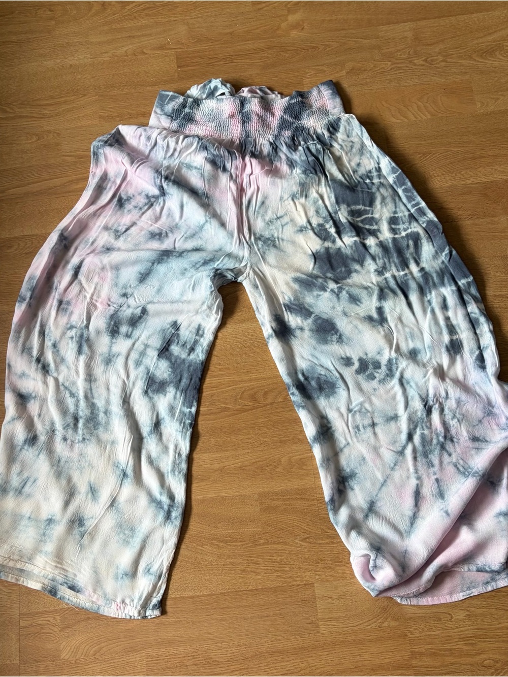 Raviya Pastel Tie-Dye Wide-Leg Pants in Pink, Blue & Cream Sz S - Picture 7 of 7